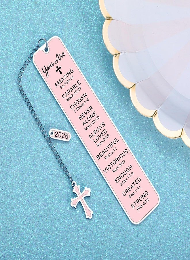 NUBARKO Bible Bookmark Baptism First Communion Gifts for Girl Teens Women Pink Stuff Christian Confirmation Religious Gifts for Girls Women Faith Birthday Easter Gift for Girls Stocking Stuffers for Teen Girl - Image 4