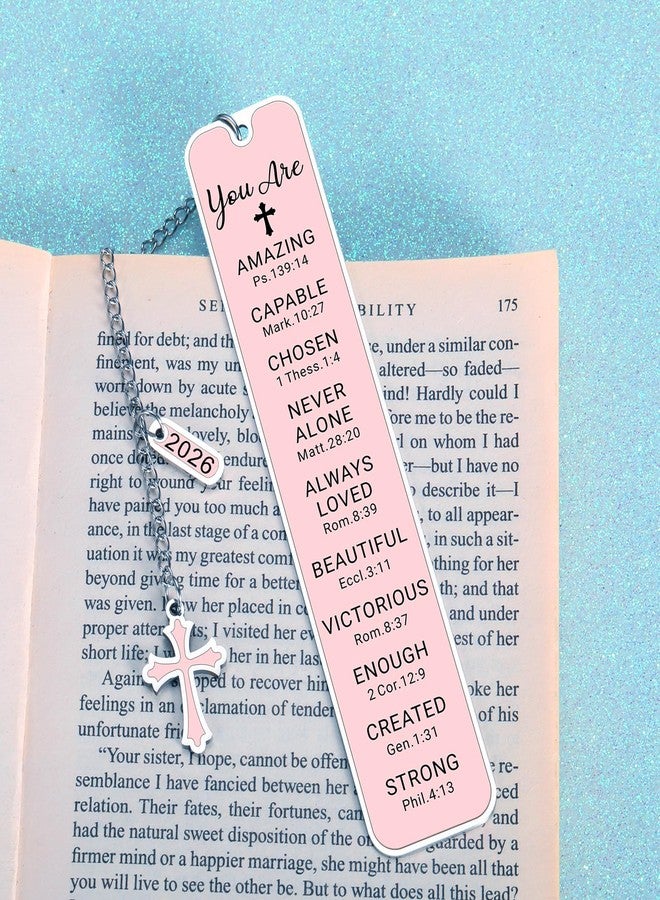NUBARKO Bible Bookmark Baptism First Communion Gifts for Girl Teens Women Pink Stuff Christian Confirmation Religious Gifts for Girls Women Faith Birthday Easter Gift for Girls Stocking Stuffers for Teen Girl - Image 5
