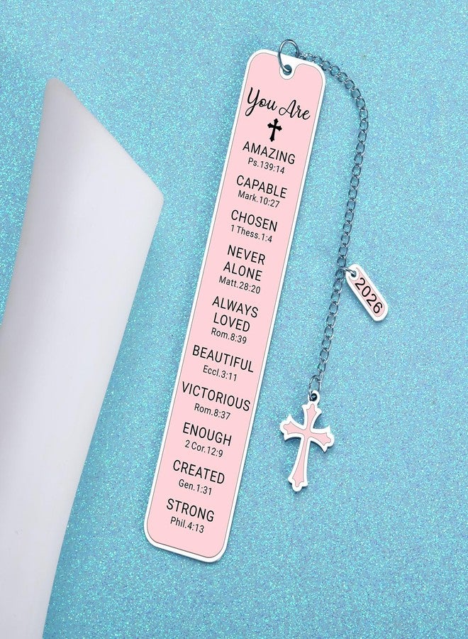 NUBARKO Bible Bookmark Baptism First Communion Gifts for Girl Teens Women Pink Stuff Christian Confirmation Religious Gifts for Girls Women Faith Birthday Easter Gift for Girls Stocking Stuffers for Teen Girl - Image 3