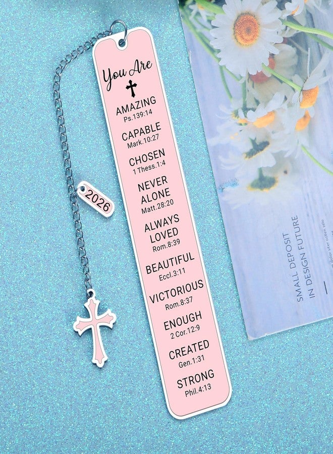 NUBARKO Bible Bookmark Baptism First Communion Gifts for Girl Teens Women Pink Stuff Christian Confirmation Religious Gifts for Girls Women Faith Birthday Easter Gift for Girls Stocking Stuffers for Teen Girl - Image 2