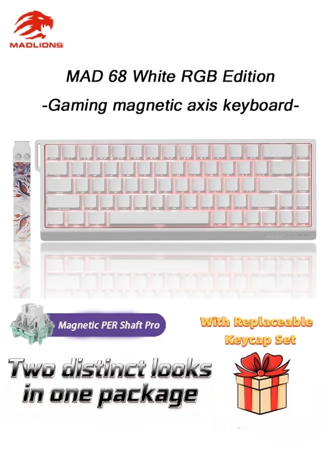لوحة مفاتيح ميكانيكية  Mad68 HE RGB بمفاتيح مغناطيسية قابلة للتبديل السريع 8000 هرتز 0.02 مم FPS لوحة مفاتيح ألعاب فاخرة سريعة التشغيل محمولة بيضاء أفضل لوحة مفاتيح ألعاب هدية خاصة لأعياد الميلاد والذكرى السنوية - Image 1