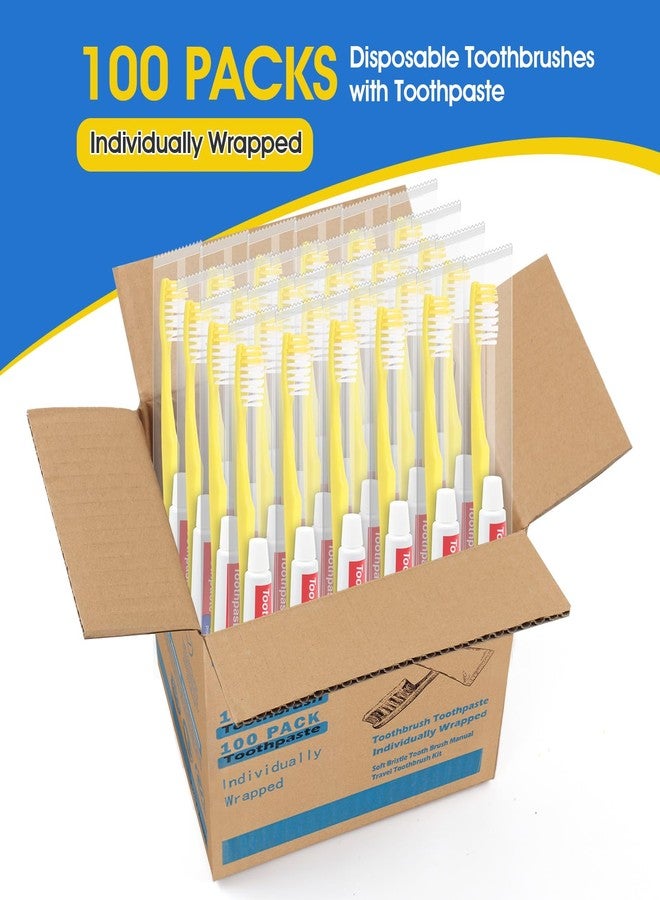 Homvle Disposable Toothbrushes with Toothpaste - 100 Packs Individually Wrapped Travel Toothbrushes Bulk, Medium Soft Bristles, Perfect for Travel Size Toiletries, OCC, Airbnb, Dentist, Office - Image 2