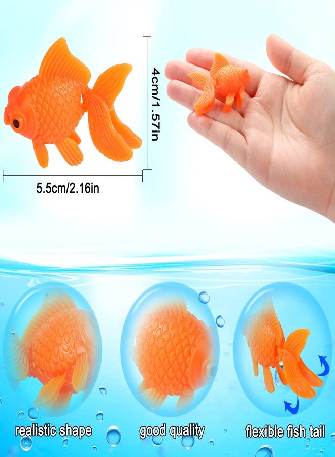 MIKIMIQI 20 Pcs Artificial Aquarium Fishes Plastic Goldfish Ornament Realistic Artificial Moving Floating Aquarium Orange Fake Fish Tank Decoration Fish Party Favors Party Decorations - Image 2