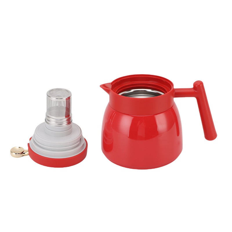 Insulated Coffee Pot: 880ml Red 316 Stainless Steel Vacuum Insulation - 6-Hour Hot 12-Hour Cold Retention Fine Mesh Filter Leakproof Lid Thermal Tea Pot for Home Office Tea Coffee Lovers - Image 5
