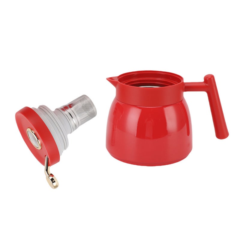 Insulated Coffee Pot: 880ml Red 316 Stainless Steel Vacuum Insulation - 6-Hour Hot 12-Hour Cold Retention Fine Mesh Filter Leakproof Lid Thermal Tea Pot for Home Office Tea Coffee Lovers - Image 2
