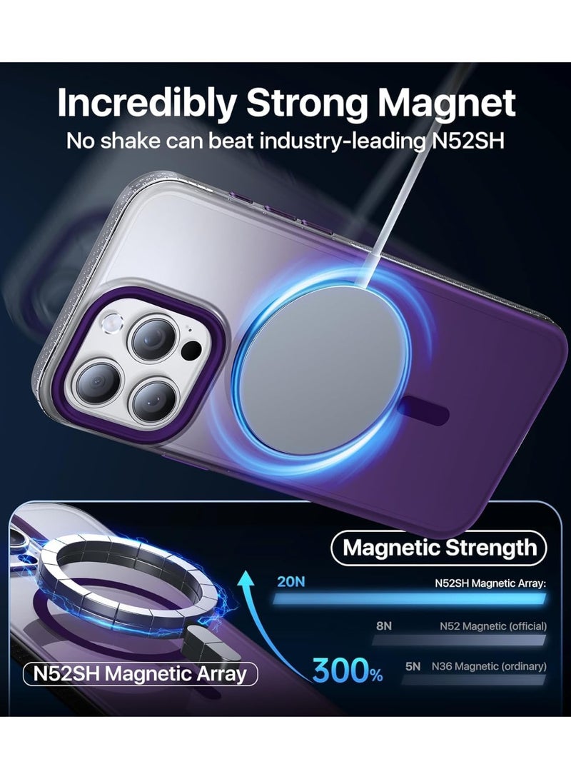 جراب مغناطيسي قوي لهاتف iPhone 13 Pro، صديق للبشرة [متوافق مع Magsafe] [حماية اختبار الدرجة العسكرية] جراب شفاف غير لامع رفيع لا يصفر أبدًا (أرجواني) - Image 3