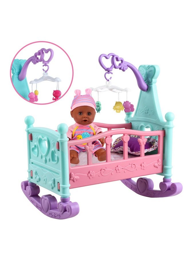 deAO Black Baby Doll Set - Mobile, High Chair, Stroller & Feeding Accessories - 21 Piece Play Set (Doll Included) - Image 2