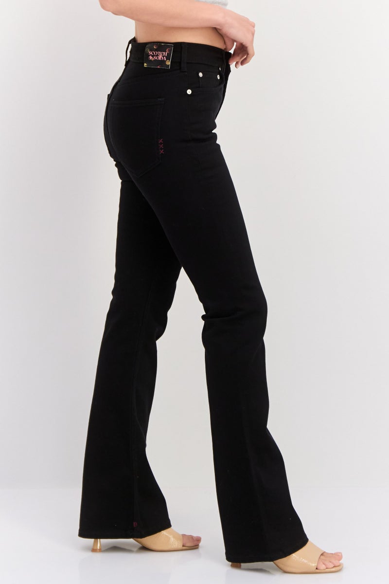 Scotch & Soda Women Regular Fit Plain Stretchable The Charm Flare Jeans, Black - Image 2