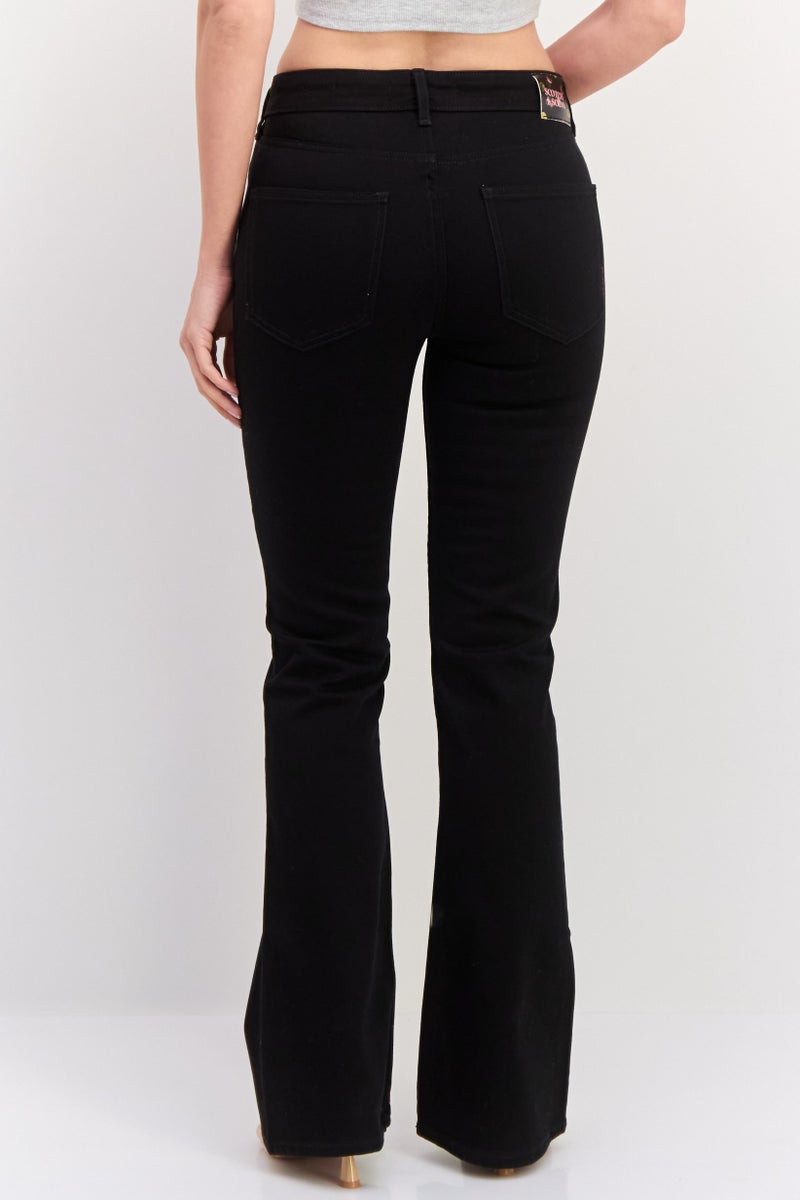 Scotch & Soda Women Regular Fit Plain Stretchable The Charm Flare Jeans, Black - Image 4