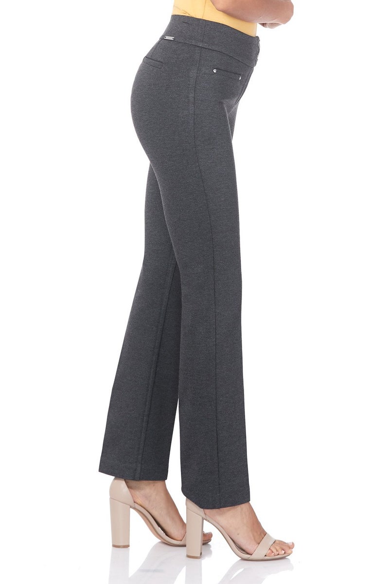 Rekucci Women's Secret Figure Pull-On Knit Straight Pant w/Tummy Control (4 Tall, DK Charcoal) - Image 2