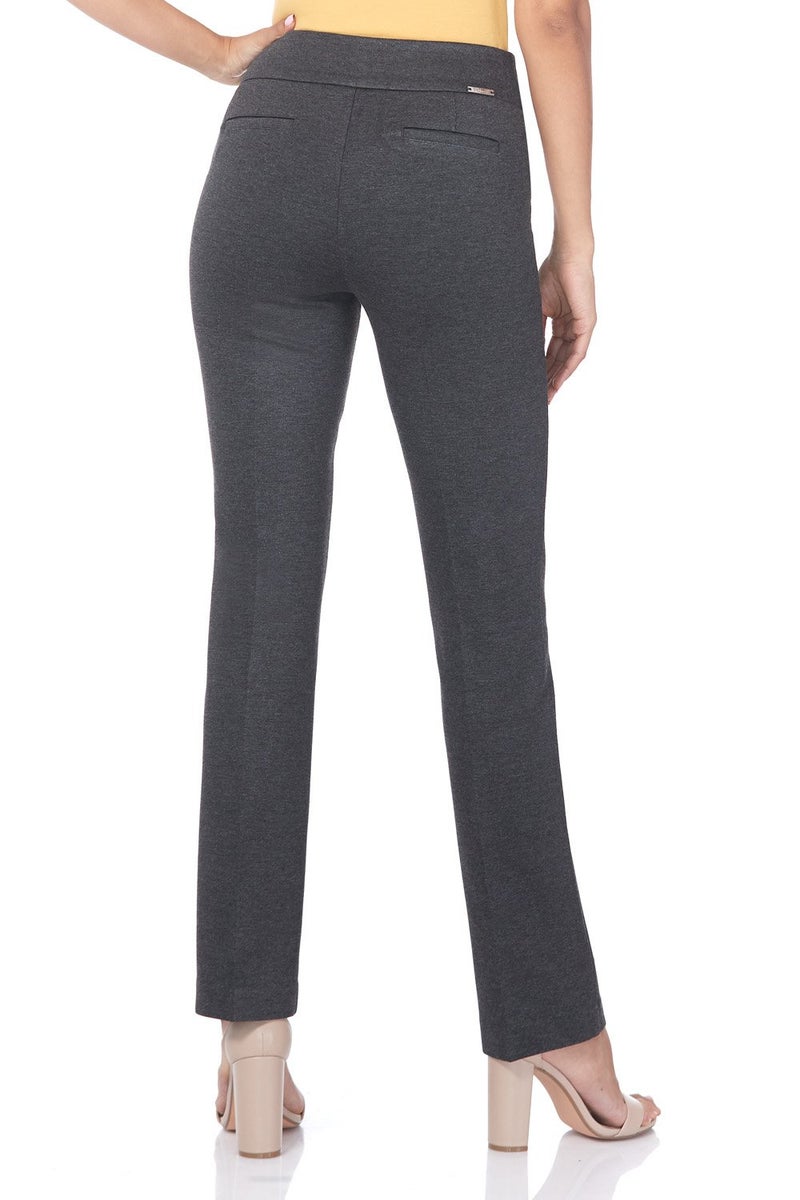 Rekucci Women's Secret Figure Pull-On Knit Straight Pant w/Tummy Control (4 Tall, DK Charcoal) - Image 3