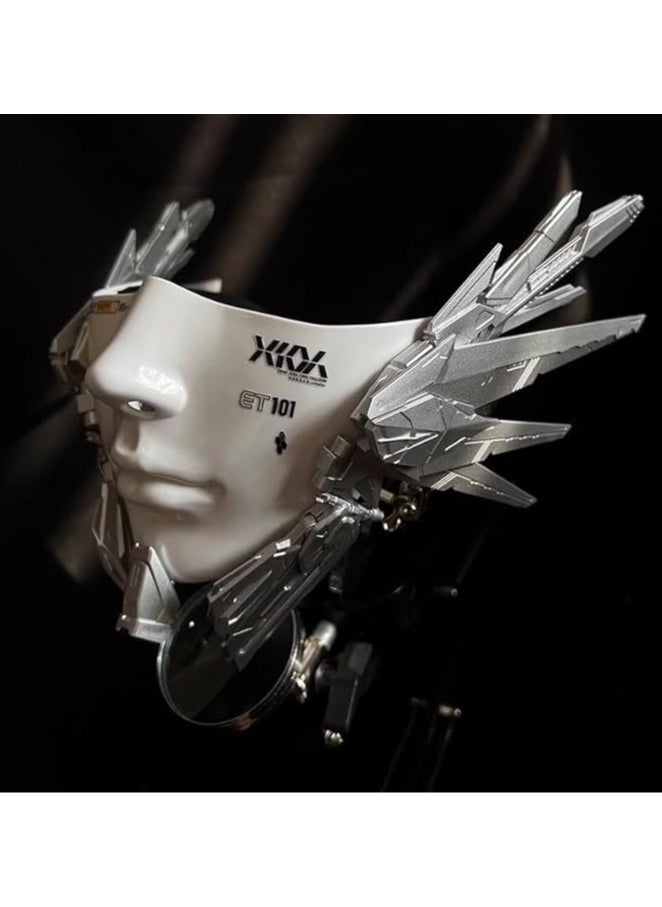 جنرال قناع الأميرة الميكانيكي Cyberpunk ، قناع نصف وجه تأثيري مستقبلي ، قناع تنكري ، قناع نصف ميكانيكي تكنو  - Image 2