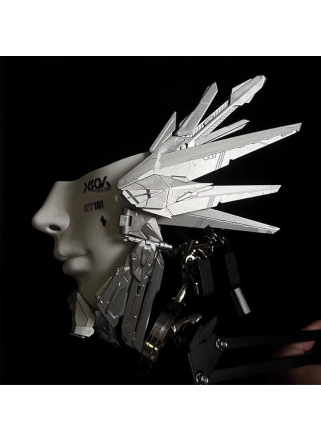 جنرال قناع الأميرة الميكانيكي Cyberpunk ، قناع نصف وجه تأثيري مستقبلي ، قناع تنكري ، قناع نصف ميكانيكي تكنو  - Image 3
