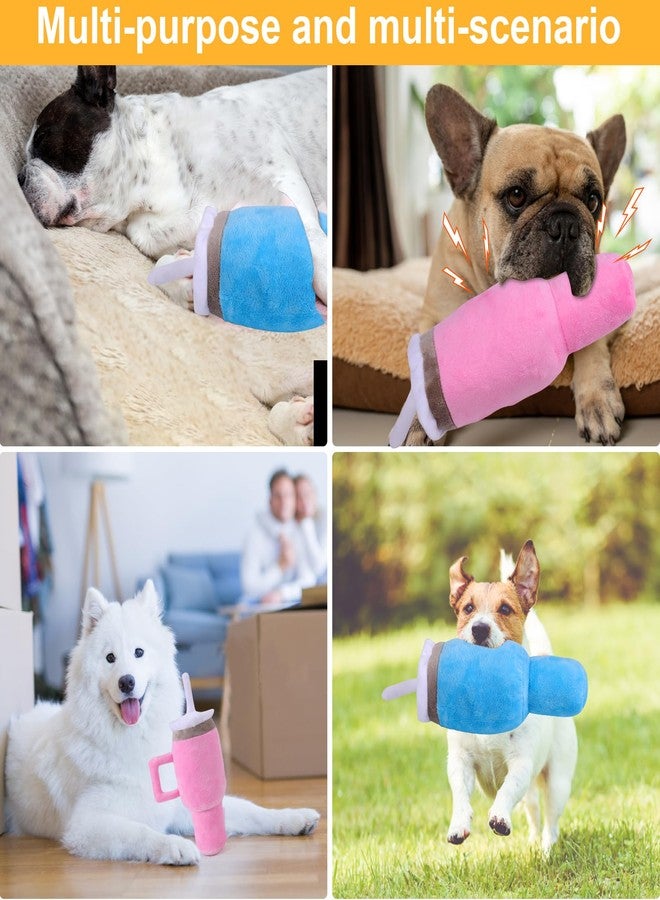 Mity Rain Funny Tumbler With Handle Cup Dog Toy - Cute Squeaky Interactive Fluff and Tuff for Small/Large/Medium Dogs (2 Pack, Blue+Pink) - Image 4