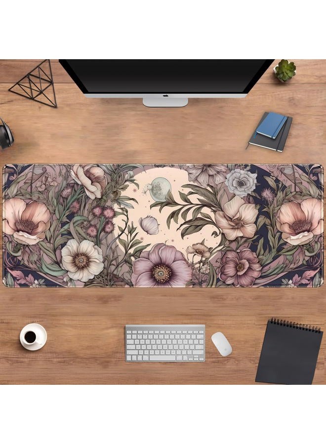 DCJJM Pastel Purple Floral XL Large Gaming Mouse Pad Pink Flower Forest Desk Mat with Stitched Edges, Non-Slip Rubber Base Mousepad Laptop Computer Keyboard and Mouse Mat 31.5x11.8 in - Image 4