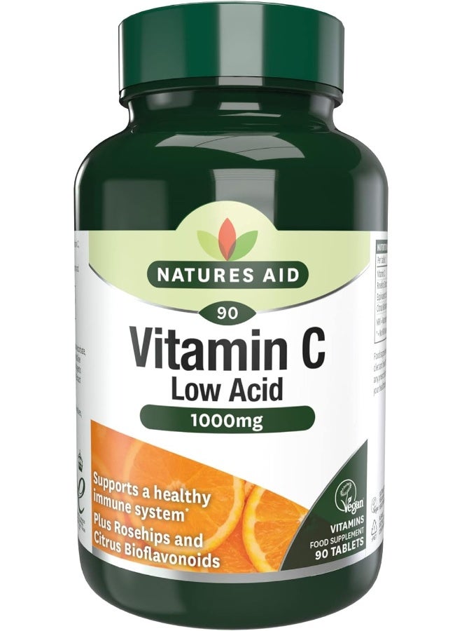 Natures Aid Vitamin C Low Acid 1000Mg, 90 Tablets - Image 1