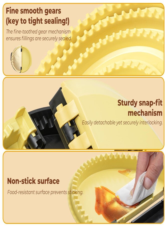 Zenflux 4-in-1 Portable Tortilla Sealer and Crimper - Quesadilla Maker & Empanada Press with 4 Detachable Sizes (4, 6, 8, 10 Inch), Create Sealed Quesadillas, Burritos, Dumplings, Black and Yellow - Image 3