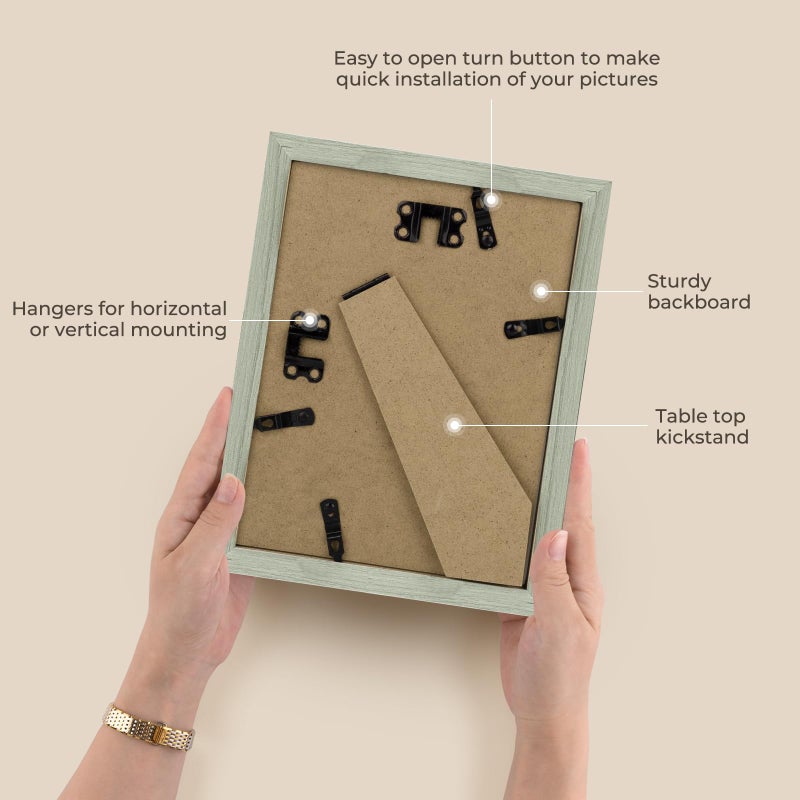 AUEAR  6x8 Picture Frames Set of 3  with Mat for 4x6 or 6x8 without Mat  Engineered Wood Photo Frames with Plexiglass  for Wall or Tabletop Display (Light Grey) - Image 5