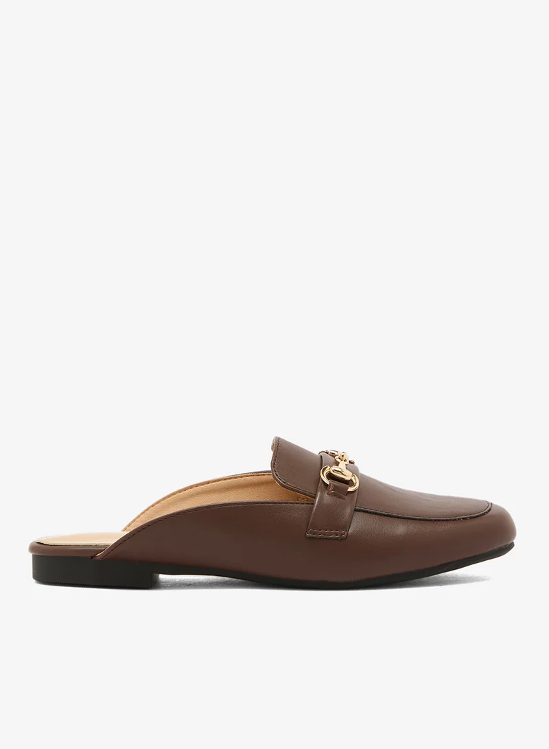 ELLA Front Buckle Detail PU Mules