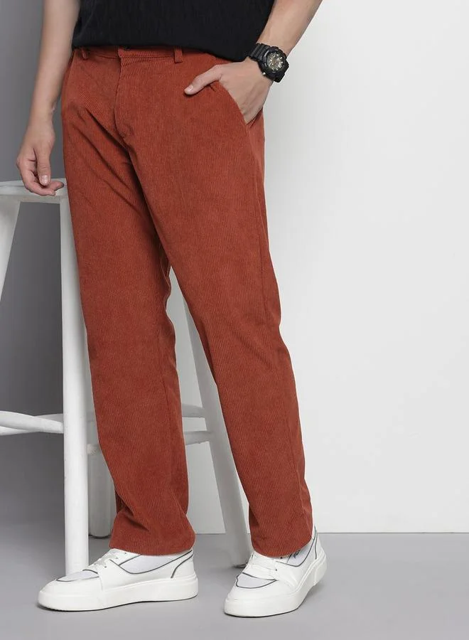 The Indian Garage Co Men Corduroy Straight Fit Pants