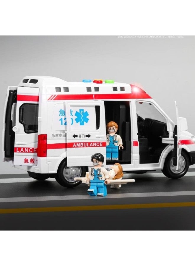 120 Ambulance Police Car Toy Large Size Child Simulation Boy Girl Engineering Fire Car Model 1-3 Years Old-Color:Large 22cm Five-door Ambulance - Image 2