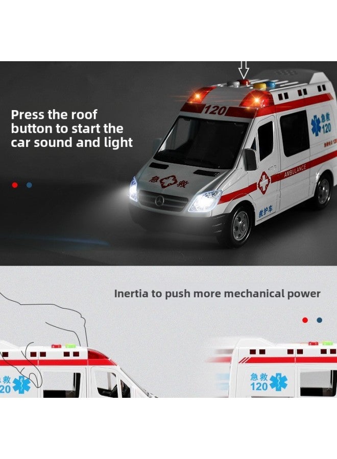 120 Ambulance Police Car Toy Large Size Child Simulation Boy Girl Engineering Fire Car Model 1-3 Years Old-Color:Large 22cm Five-door Ambulance - Image 4
