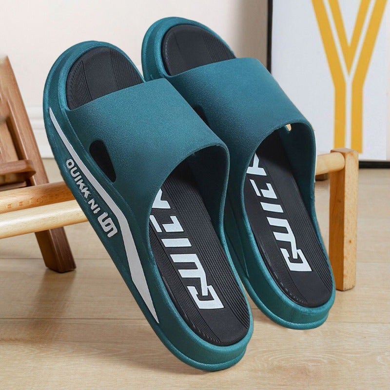 New Summer Sandals, Fashionable Mens Slippers, Casual Soft-Soled Outer Wear, Thick-Soled Beach Indoor Slippers for Men Wholesale Green black