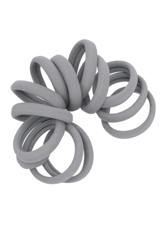 Cyndibands Seamless Hair Ties Gray Gentle Hair Ties No Damage Standard Size 15 Inch Soft and Stretchy Nylon Fabric Ponytail Holders 12 Count - Image 1