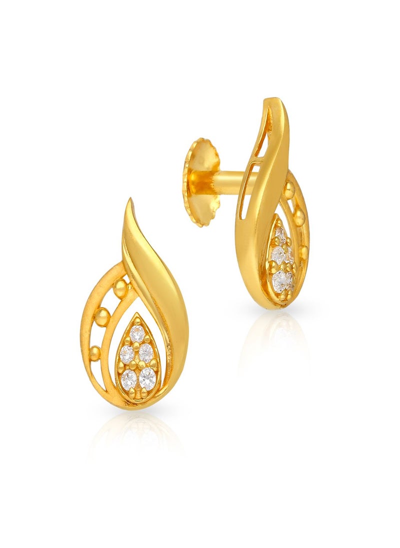 Malabar Gold and Diamonds 22k 916 Purity Gold Studs Earrings for Women DZER343Y  - Image 1