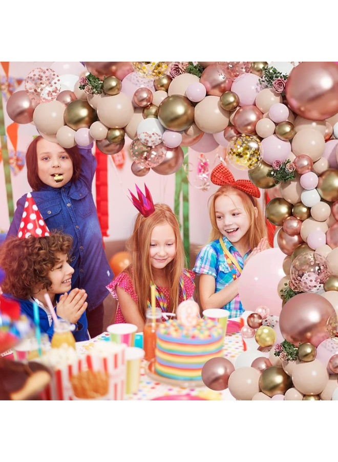 دوغي طقم إكليل من الذهب الوردي ، بالونات بيضاء غير لامعة من الذهب الوردي فاتح للذهب والورد بالونات حلويات لحفل زفاف حفل زفاف زينة حفلة أميرة فتاة عيد ميلاد زينة استحمام الطفل - Image 3