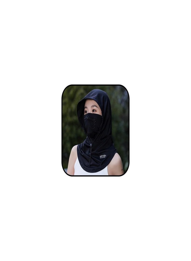 KONPJE قناع وجه صيفي كامل للوجه (بالاكلافا) للحماية من أشعة الشمس والأشعة فوق البنفسجية، غطاء رأس قابل للتنفس، غطاء وجه كامل للوجه، غطاء واقي من الشمس للنساء والرجال، مناسب لركوب الدراجات والصيد، أسود - Image 1