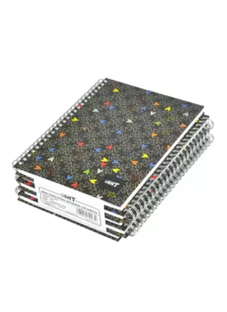 Light 5-Piece Light Spiral Hard Cover Notebook, Single Ruled, (100 Sheets), A5 Size - LINBSA51704 