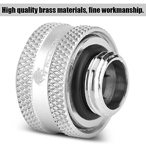 Eboxer PC Water Cooling Compression Fitting, Brass, Silver, for Acrylic Tube OD 16mm, Three Layer Sealing Rings, 4 Pieces - Image 2