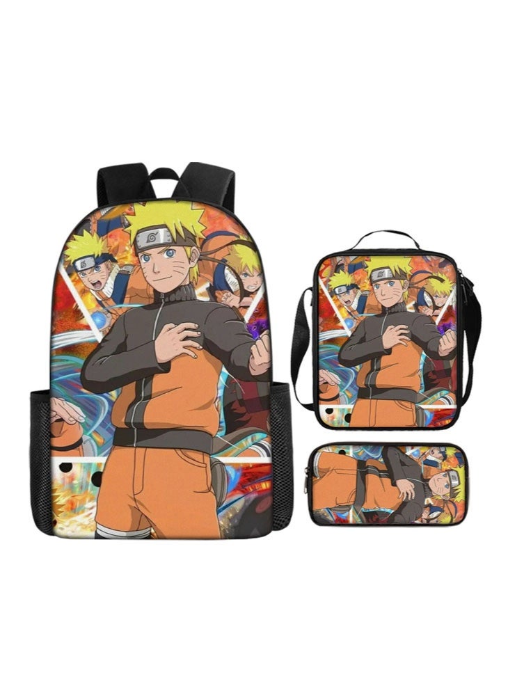 ناروتو على ظهره مقلمة حقيبة ثلاثة قطعة دعوى الرجال والنساء الترفيه الرياضة حقيبة السفر طالب حقيبة المدرسة - Image 1