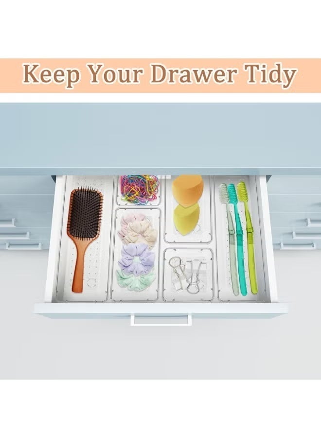6-Piece Clear Drawer Organizer Set, Acrylic Drawer Storage Trays, Storage Boxes for Jewelry, Cosmetics, Tools, Kitchen and Office Supplies - Image 5