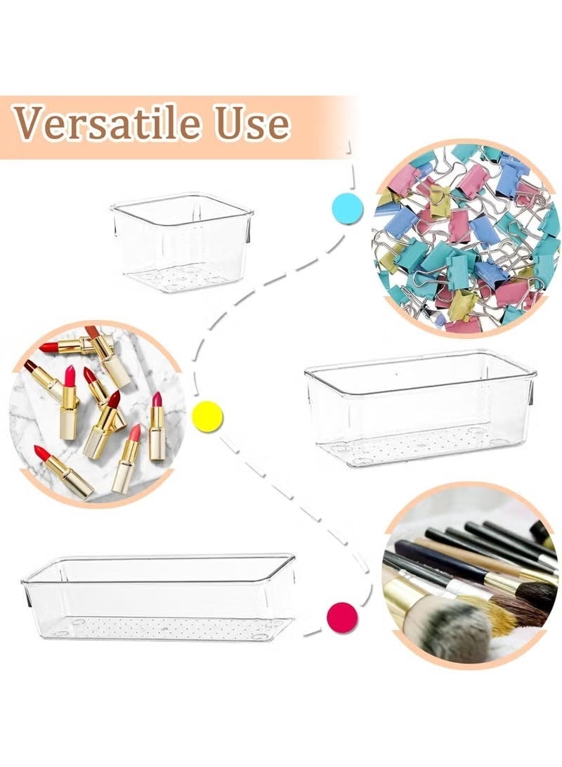 6-Piece Clear Drawer Organizer Set, Acrylic Drawer Storage Trays, Storage Boxes for Jewelry, Cosmetics, Tools, Kitchen and Office Supplies - Image 3