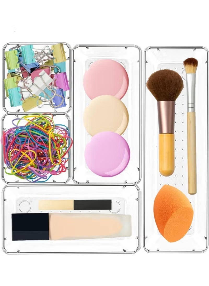 6-Piece Clear Drawer Organizer Set, Acrylic Drawer Storage Trays, Storage Boxes for Jewelry, Cosmetics, Tools, Kitchen and Office Supplies - Image 2