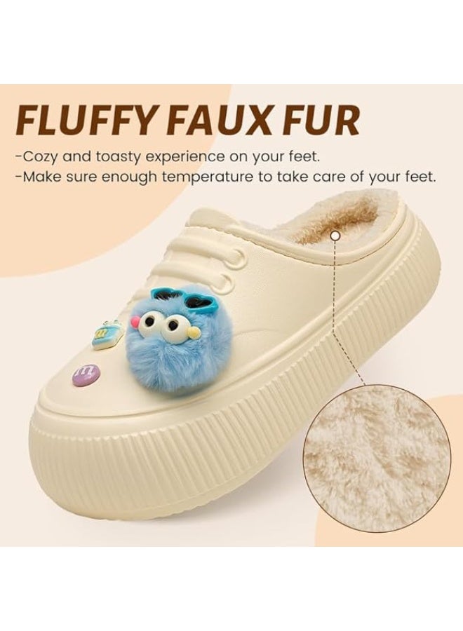 Lucky Kids Waterproof Kids Slippers Fur Lined Clogs Winter Garden Shoes Warm House Slippers Indoor Outdoor Mules