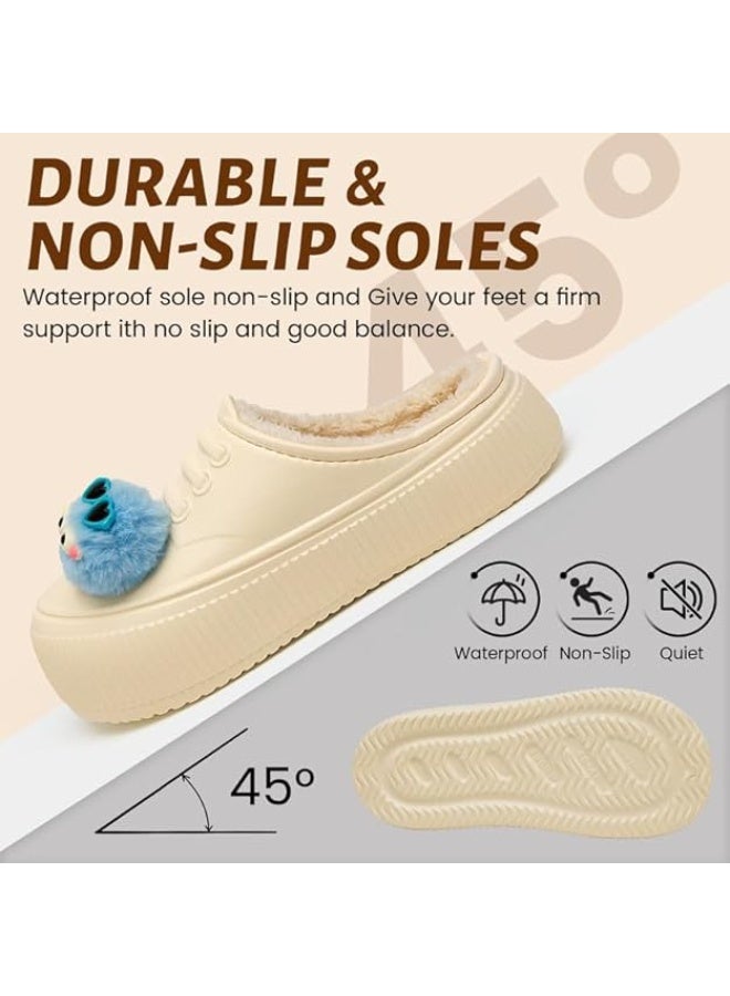 Lucky Kids Waterproof Kids Slippers Fur Lined Clogs Winter Garden Shoes Warm House Slippers Indoor Outdoor Mules