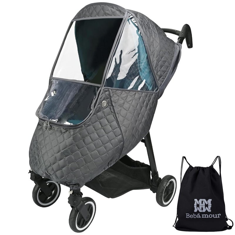 Bebamour Stroller Rain CoverUniversal Stroller AccessoryWaterproofWindproof ProtectionProtect from Dust SnowBaby Travel Weather Shield Dark Grey - Image 1