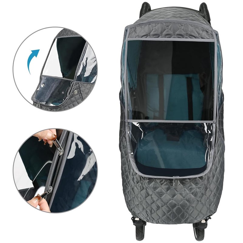 Bebamour Stroller Rain CoverUniversal Stroller AccessoryWaterproofWindproof ProtectionProtect from Dust SnowBaby Travel Weather Shield Dark Grey - Image 4