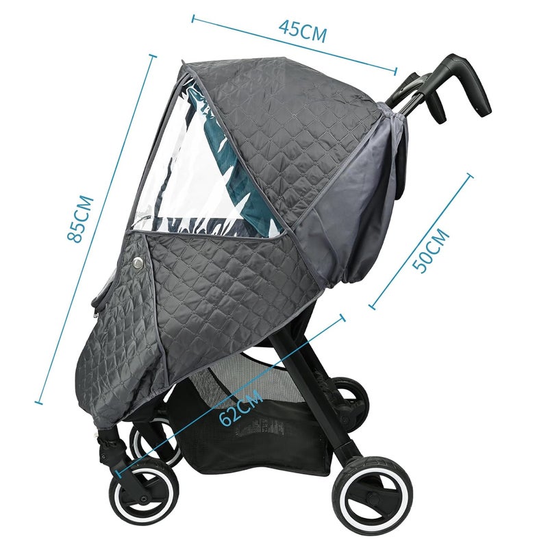 Bebamour Stroller Rain CoverUniversal Stroller AccessoryWaterproofWindproof ProtectionProtect from Dust SnowBaby Travel Weather Shield Dark Grey - Image 3