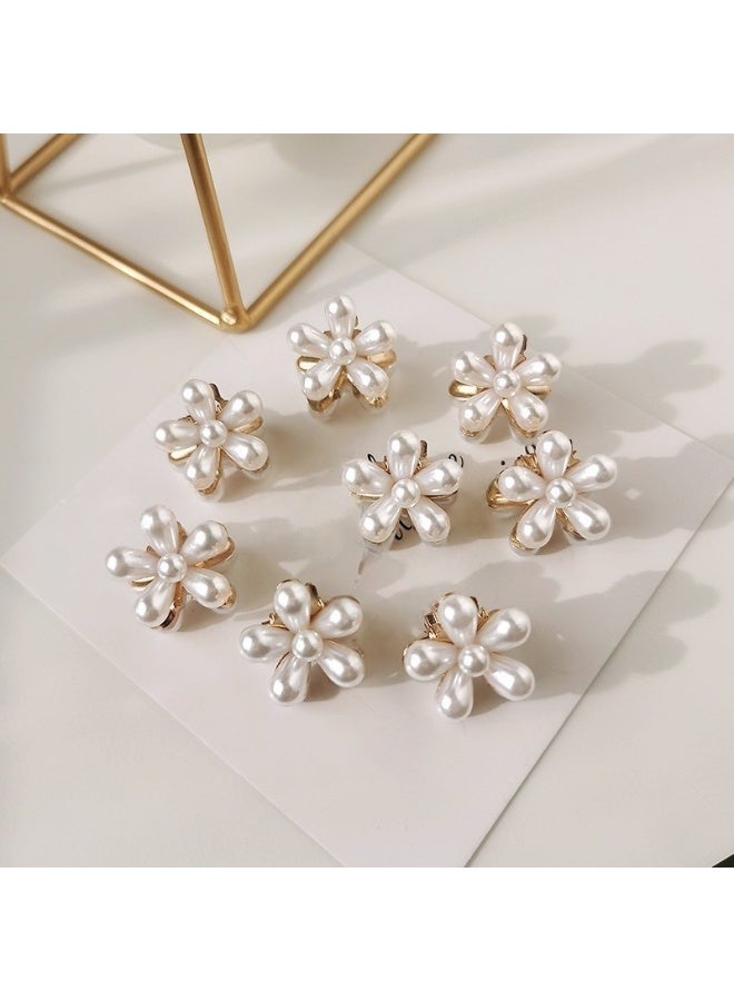 10 قطع من مشابك الشعر الصغيرة المصنوعة من اللؤلؤ بتصميم زهور، مشابك شعر صناعية جميلة وإكسسوارات شعر مزخرفة للنساء والفتيات - Image 2