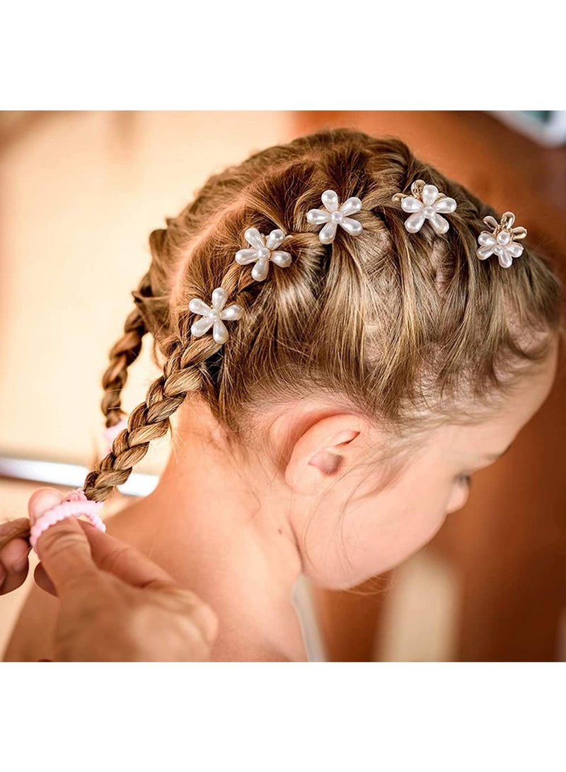 10 قطع من مشابك الشعر الصغيرة المصنوعة من اللؤلؤ بتصميم زهور، مشابك شعر صناعية جميلة وإكسسوارات شعر مزخرفة للنساء والفتيات - Image 5