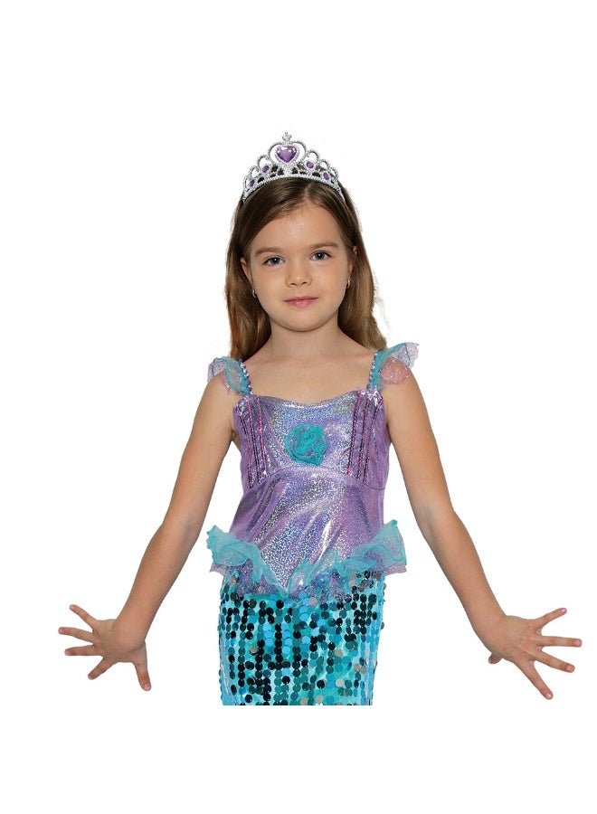 Mad Toys Mermaid Fancy Dress with Tiara Girls Costume - Image 4