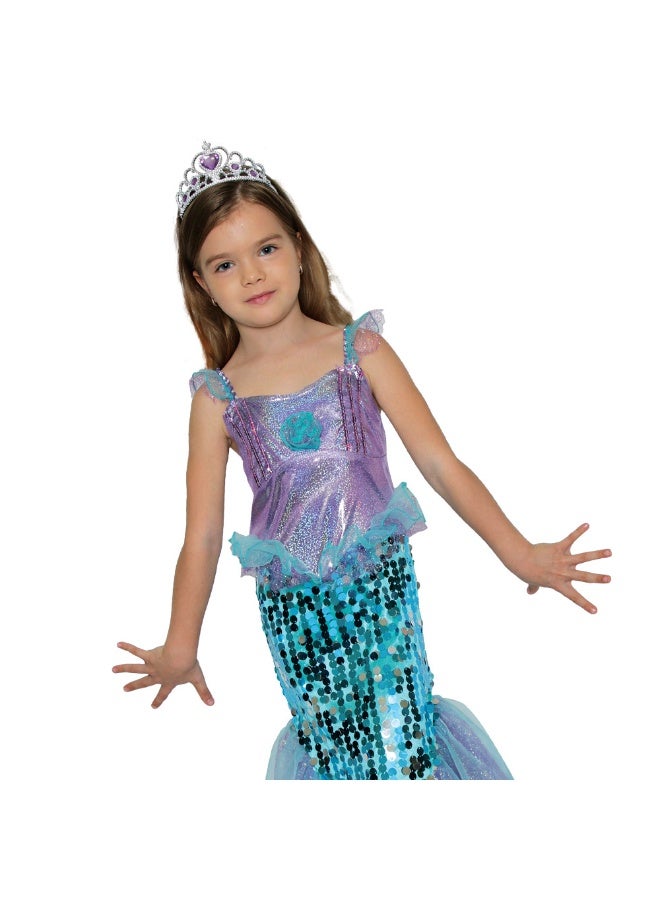 Mad Toys Mermaid Fancy Dress with Tiara Girls Costume - Image 3