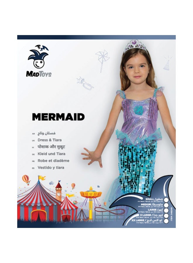 Mad Toys Mermaid Fancy Dress with Tiara Girls Costume - Image 2