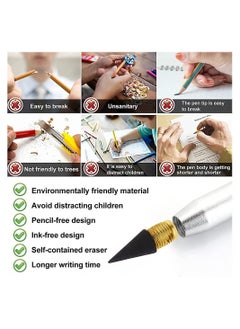 Y&D 3pcs Metal Inkless Pencil, Reusable Everlasting Pencil with 3 Replaceable Nibs, Infinity Metallic for Drawing Drafting Writing School Home Office Supplies  - Image 4