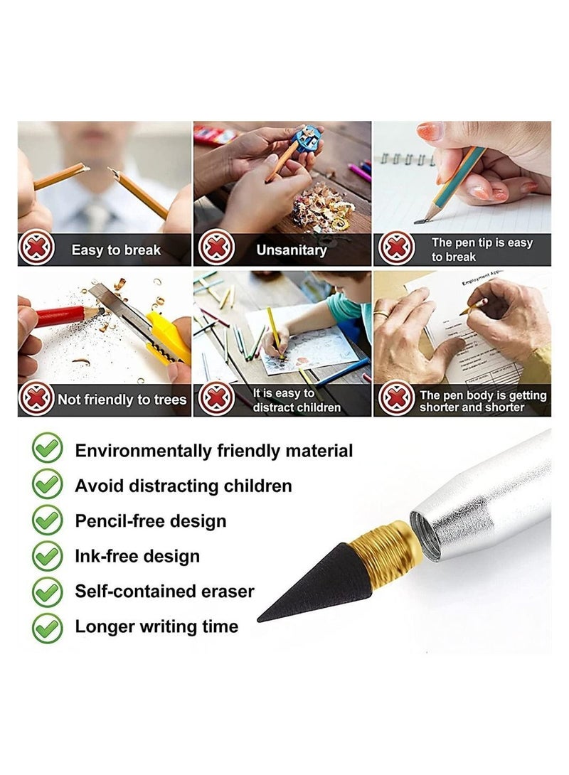 Y&D 3pcs Metal Inkless Pencil, Reusable Everlasting Pencil with 3 Replaceable Nibs, Infinity Metallic for Drawing Drafting Writing School Home Office Supplies  - Image 4