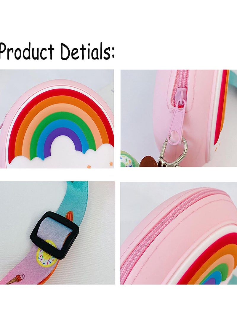 SYOSI Kids Crossbody Purse Round Rainbow Coin Purse Coin Wallet Baby Girl Cute Shopping Shoulder Bag with Removable Chain Strap  - Image 2